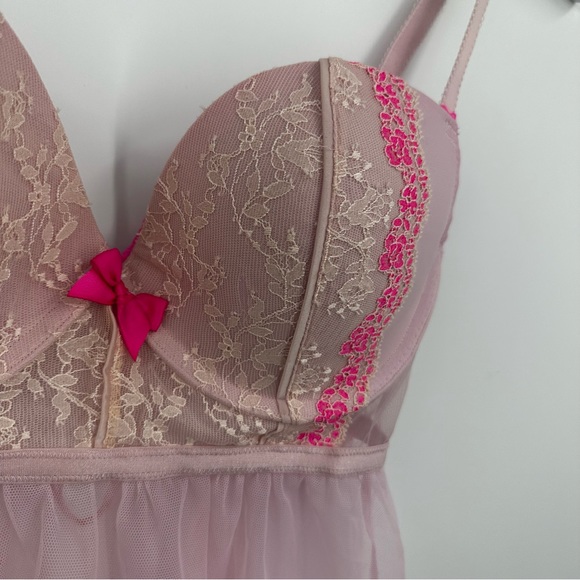Victoria’s Secret Pink Lace Sheer Push Up Slip Bra Size 34D - Picture 5 of 8